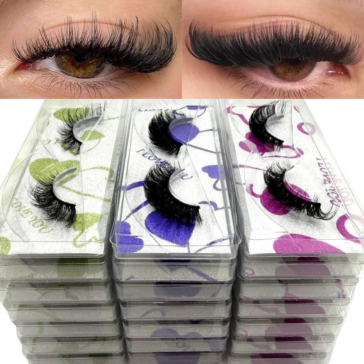 New 21Pairs Natural Fluffy Volume False Eyelashes Dramatic Thick 3D Mink Lashes Extension