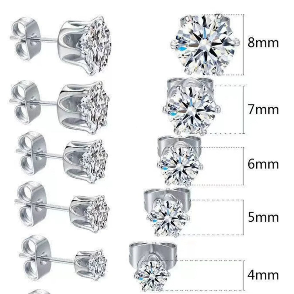 925 Sterling Silver Stud Earrings with Sparkling Moissanite and Zirconia [7mm]