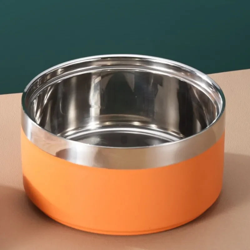 Dog Food Bowl Stainless Steel Double-layer Water Bowls for Dogs Feeding Non-slip