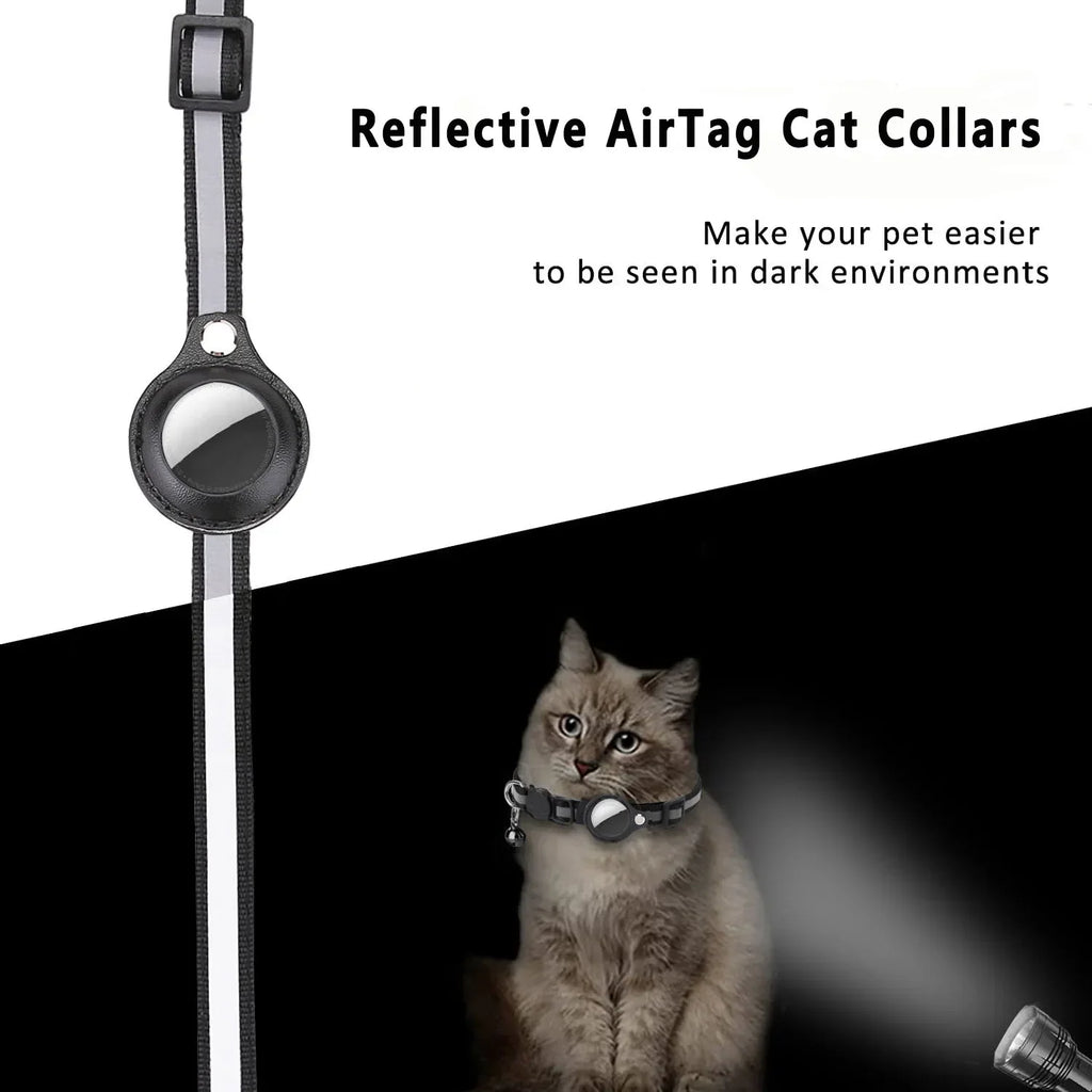 Cat / dog AirTag Holder Collar Breakaway Reflective Strips Adjustable Kitten Collar Waterproof