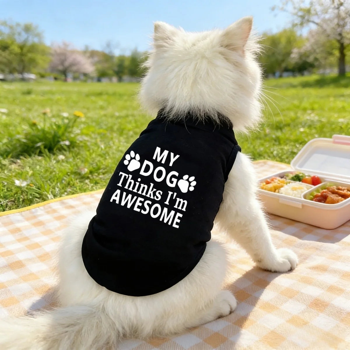 Classic letter printed pet vest, "MY DOG Thinks I'm AWESOME" multi-color pet T-shirt