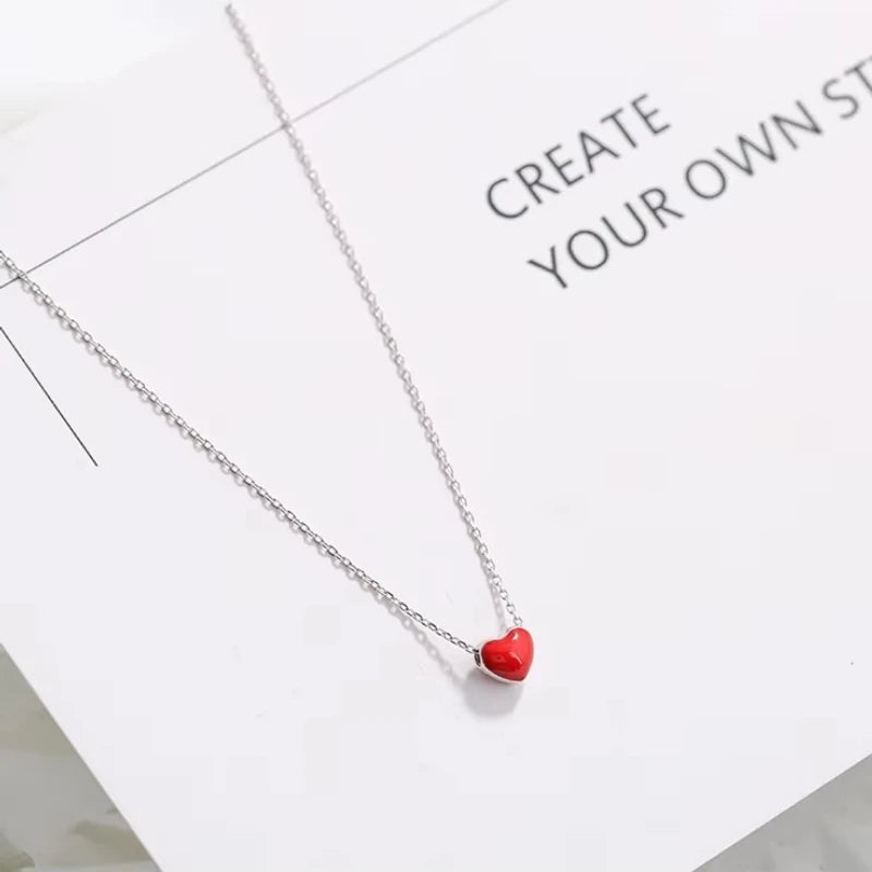 Elegant 925 Sterling Silver Jewelry Heart Choker Necklaces for Women