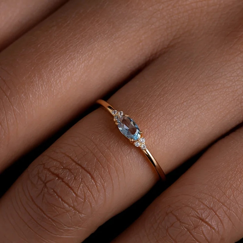 Stylish and Minimalist Golden Plated Ring with Multi-colored Inlay