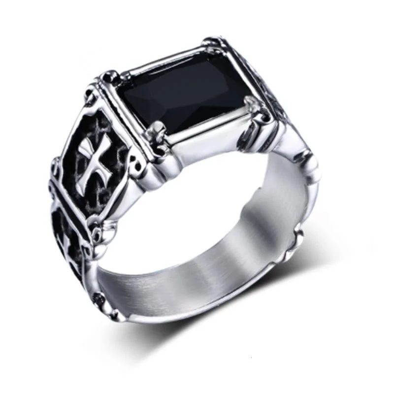 Fashion Personality Exquisite Red Zircon Cross Pattern Ring for Men