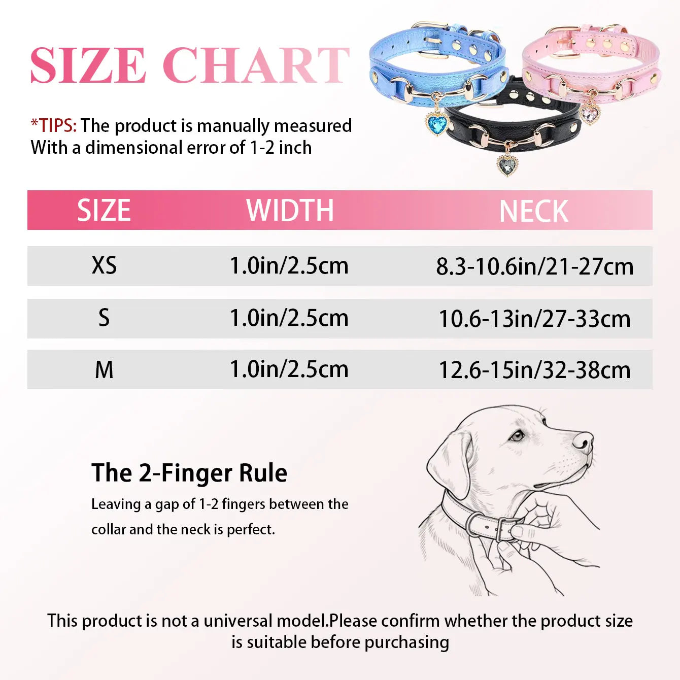 PU Leather Delicate Pet Dog Collar, High-Quality Leather Fabric and Alloy Fittings. Beautiful Gemstone Decoration
