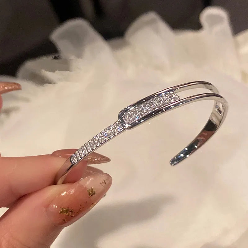 Luxury 925 Sterling Silver Zircon Bracelet Simple Style Charm Personality Woman Bracelet
