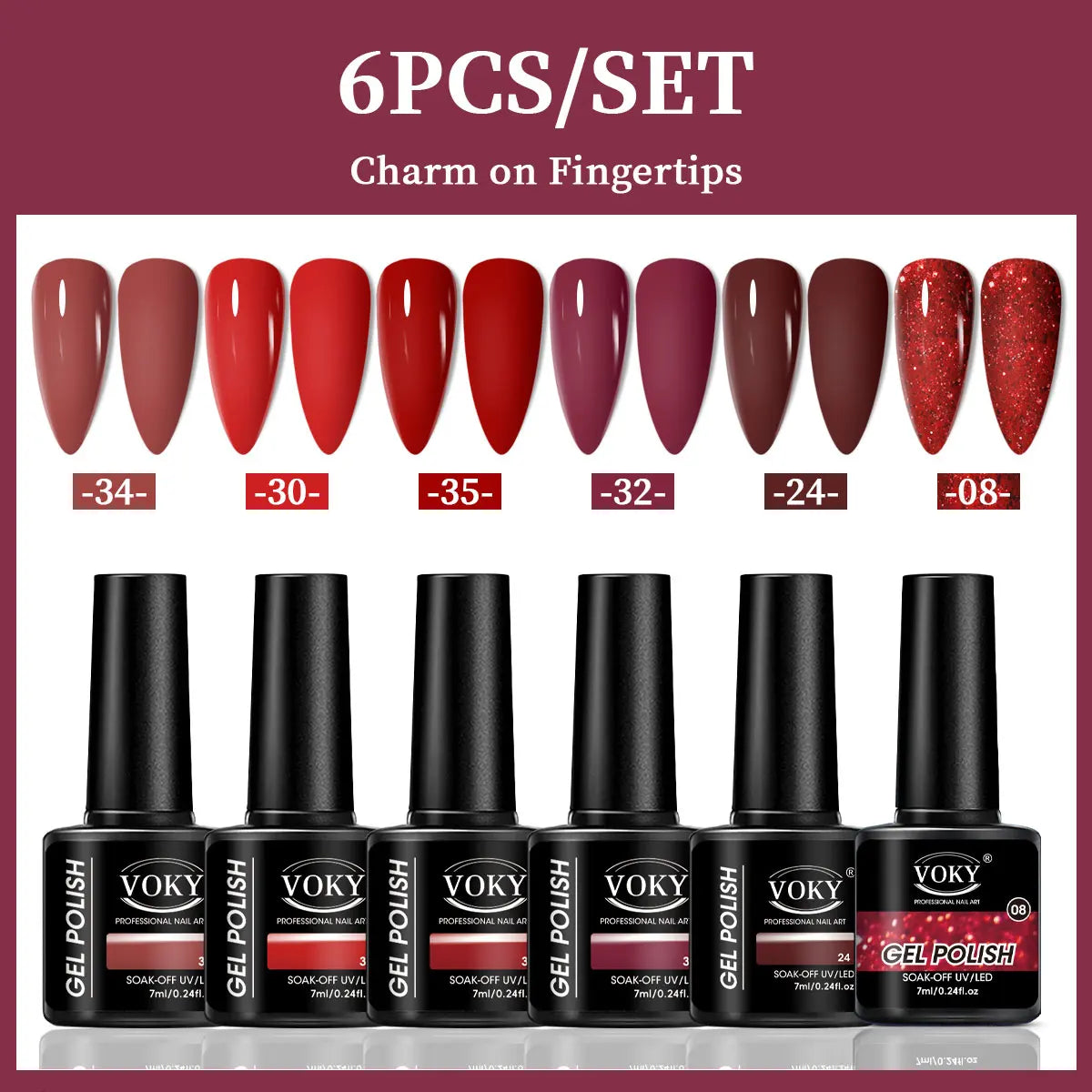 6-Piece Set of Nail Gel, Seasonal Fashionable Nail Gel
