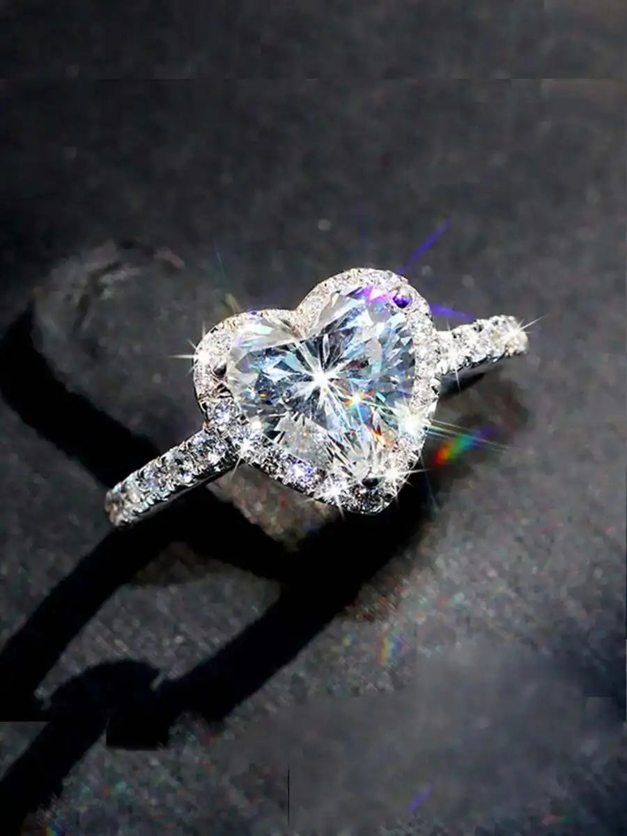 Heart Shaped Cubic Zirconia Ring For Women