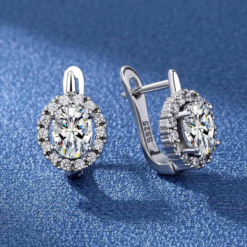 Luxury 925 Sterling Silver Earrings  High Quality White Zircon Earrings