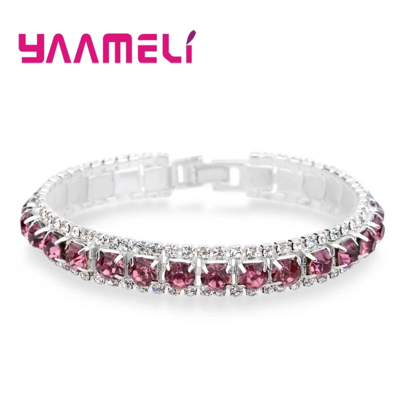Top Sale 925 Sterling Silver Bracelets Full AAA Zircon Austrian Crystal Bangles