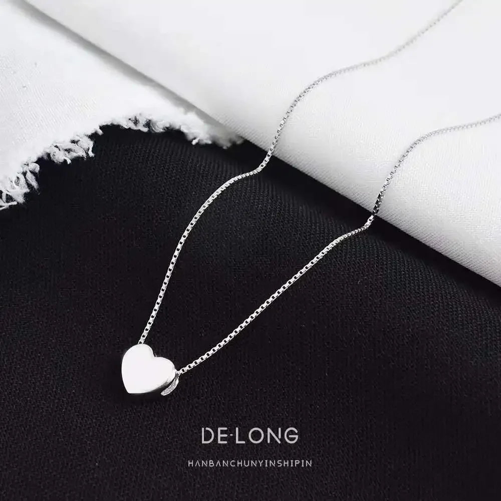 Popular 925 Sterling Silver Heart Necklace For Women Fine Jewelry