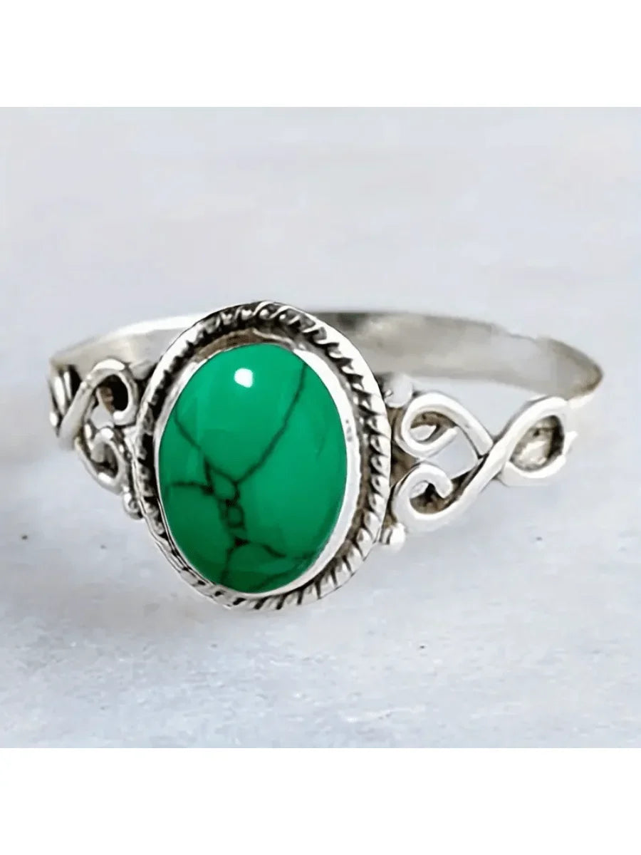 Boho Chic Turquoise Stone Ring Vintage Design For Daily Wear
