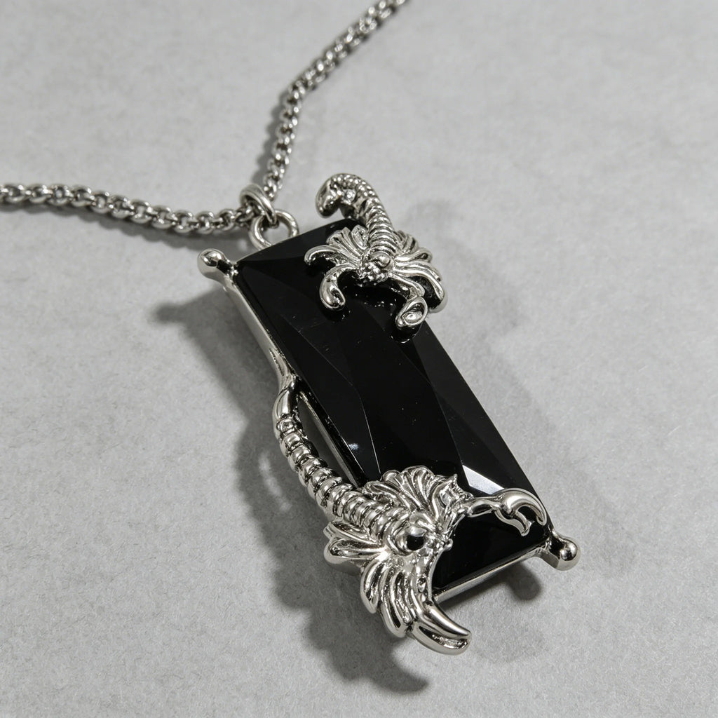 Two Scorpion Black Rectangular Inlay Adjustable Box Chain Bracelet for Women