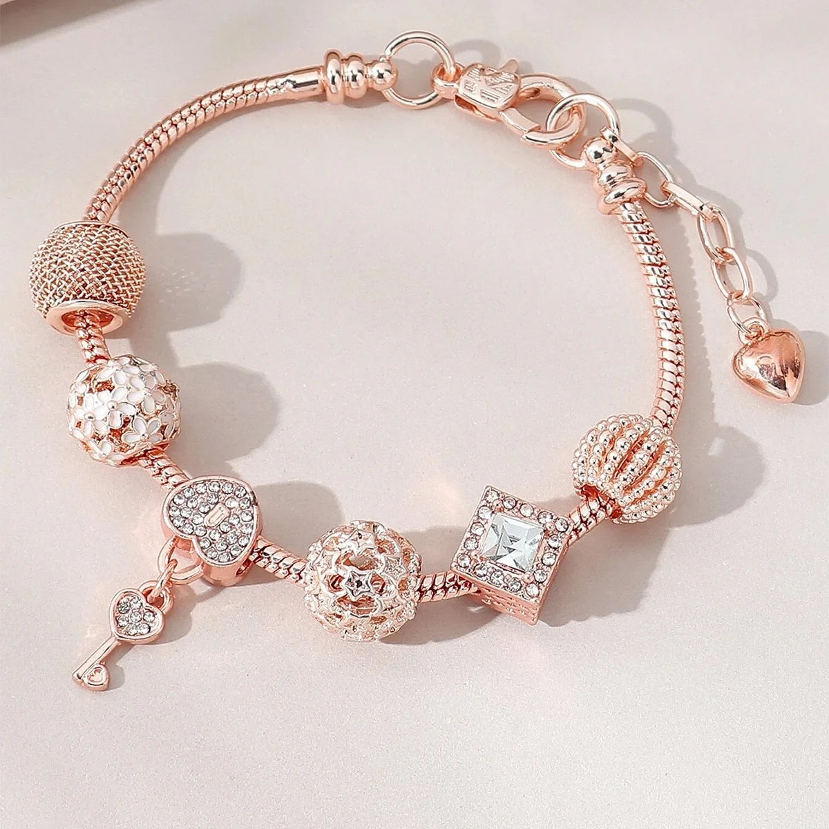 Cute Women Multi-Element Beaded Love Charm Bracelet