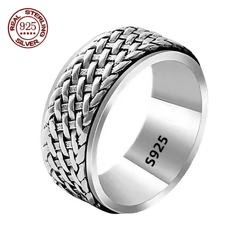Simplicity Vintage S925 Sterling Silver Viking Rings for Men and Women