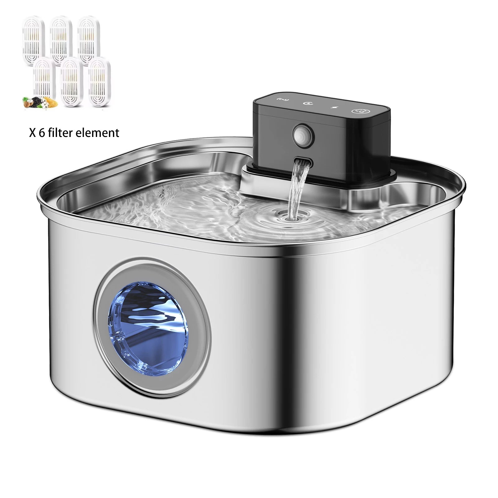 3L 5V Rechargable Automatic Stainless Steel Dogs Water Fountain 4000mAh Wireless