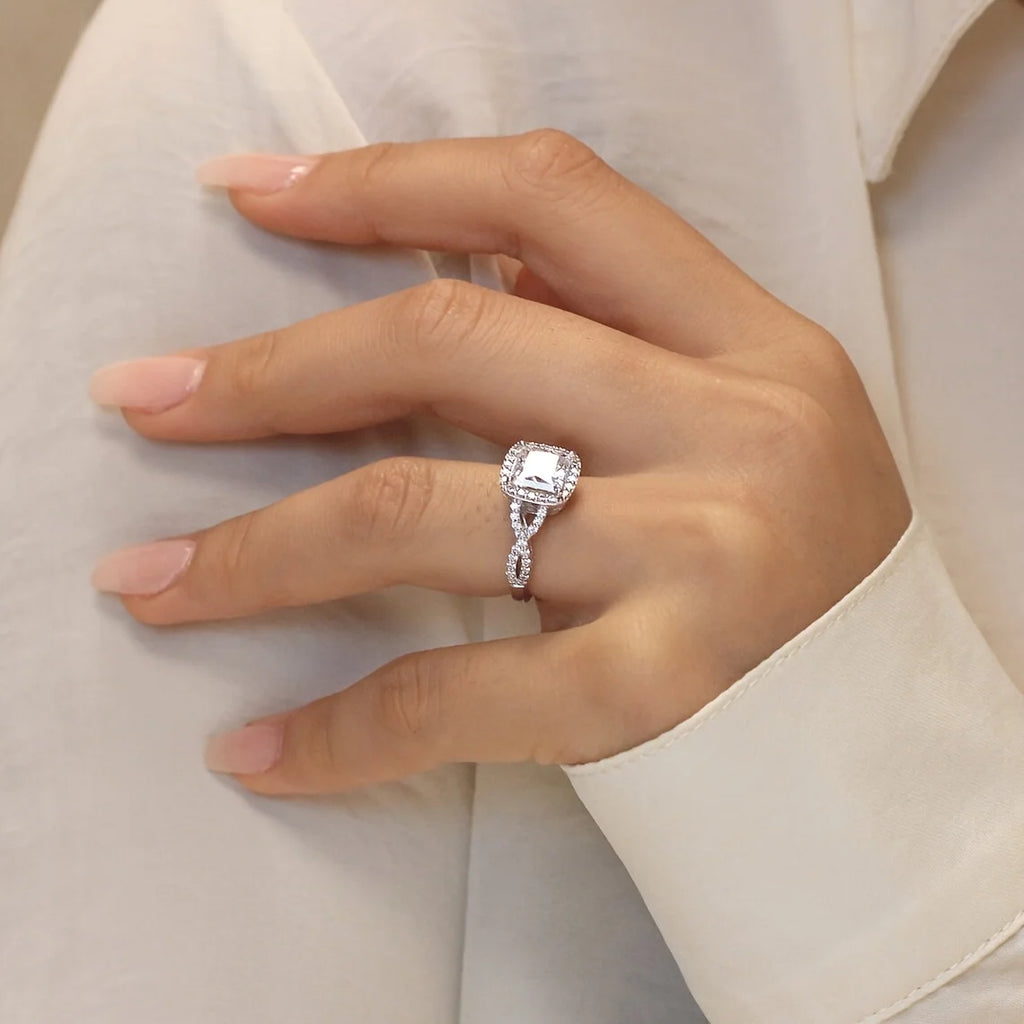 Exquisite Ring with Elegant Square Synthetic Zirconia