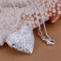 925 Sterling Silver Photo Frame Pendant Necklace 18/20/22/24 Inch Snake Chain For Woman