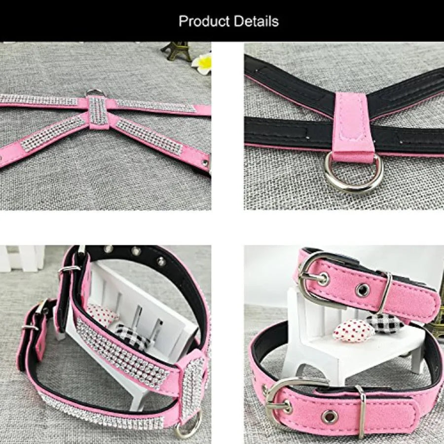 Fashion Puppy Harness with Diamantes and Lead Cute Girls Bling Dog Harness