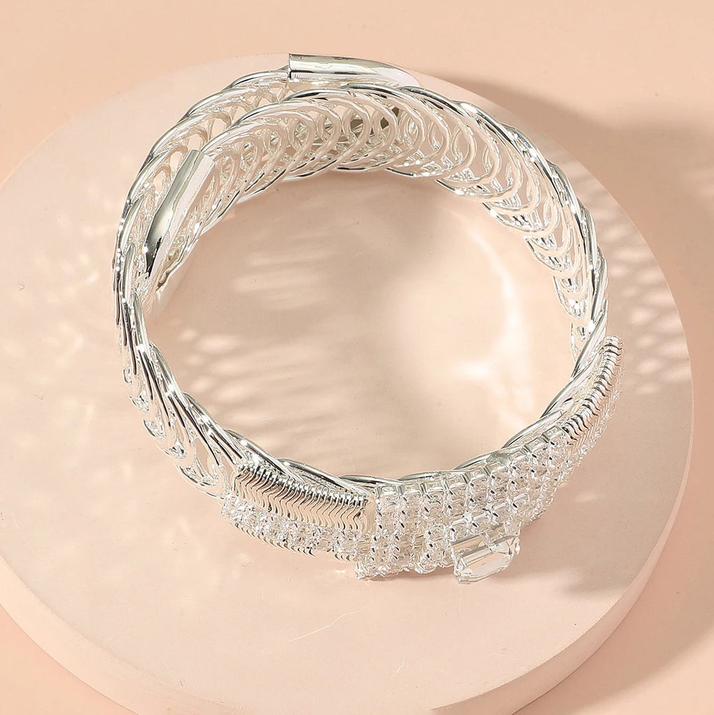 Gorgeous Square Rhinestone Open Ladies Bracelet