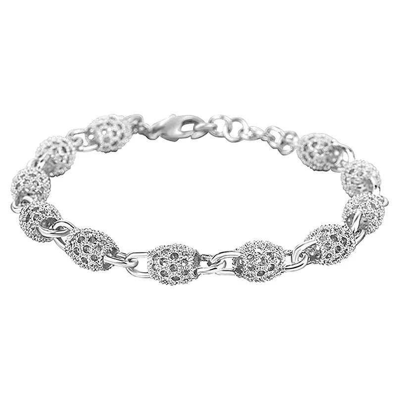 Elegant 925 Silver Flower Beads Charm Bracelets For Women