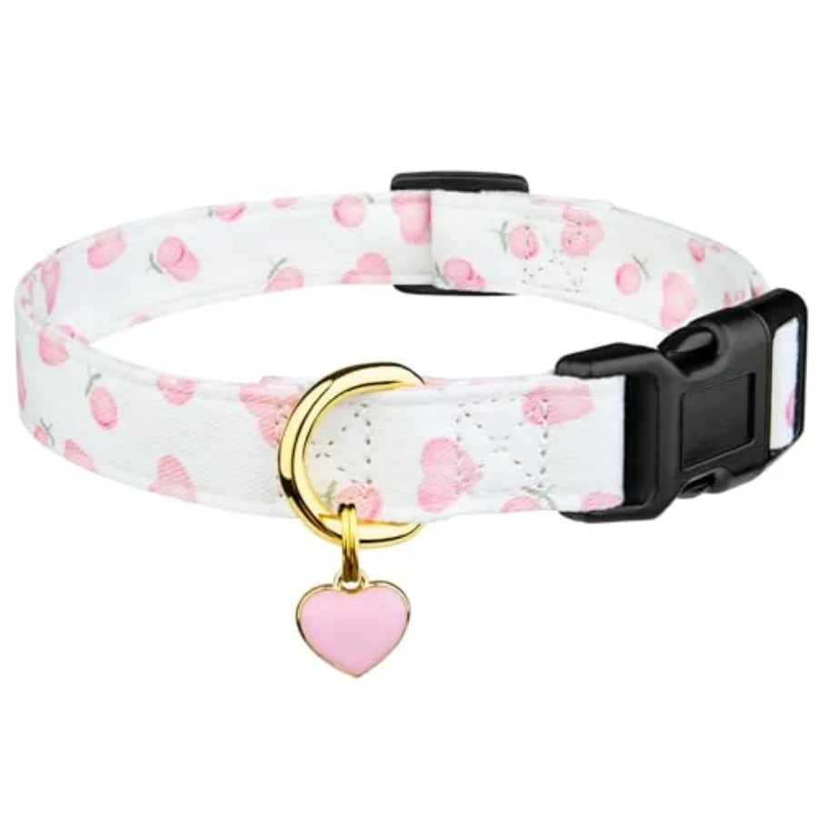 Cotton Handmade Dog Collar Cute and Distinctive Patterns White and Love with Pendant