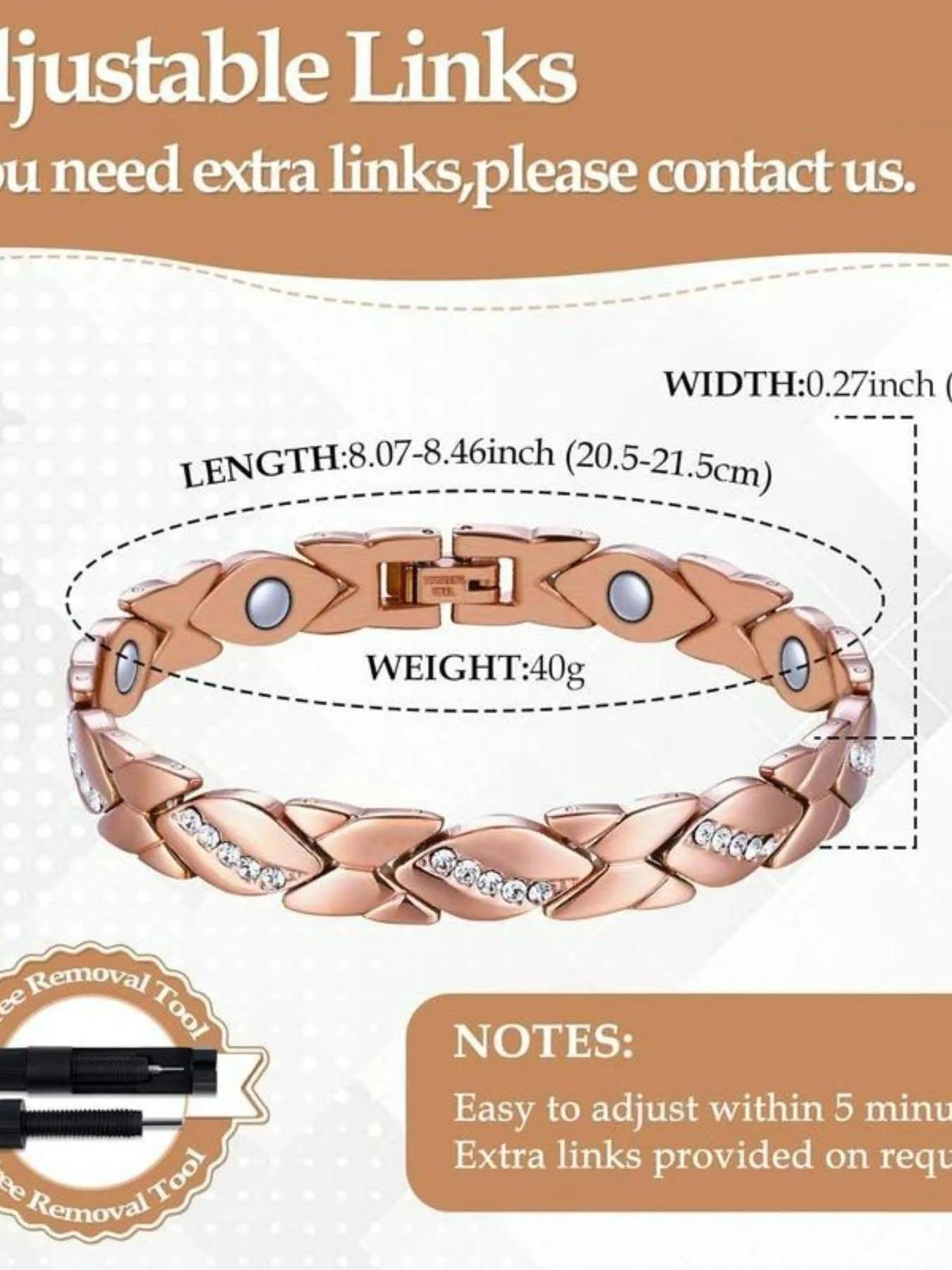 Copper Bracelet for Women, 99.99% Solid Pure Copper Megneetic Arthritis, Effective Neodymium Lympunclog, Titanium Steel Bracelets