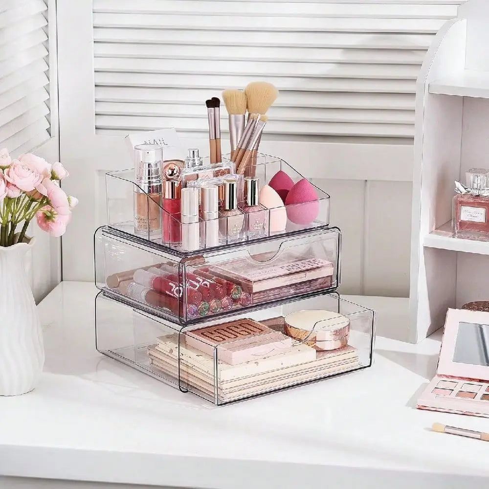 Clear Makeup Organizer With Drawers, Cosmetic Storage Display For Dresser, Countertop, And Bathroom