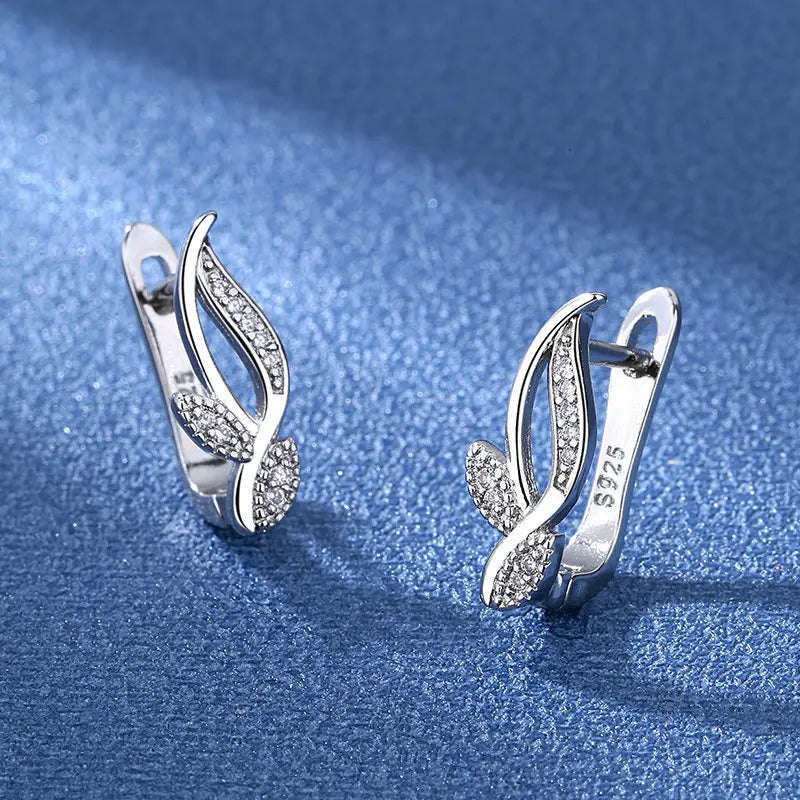 Luxury 925 Sterling Silver Earrings  High Quality White Zircon Earrings