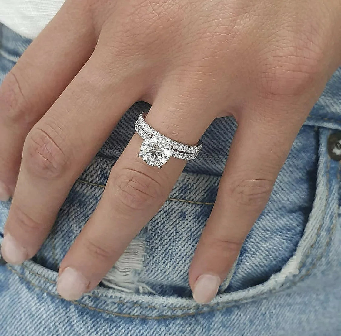 Women's Ring Set Silver Plated with Cubic Zirconia