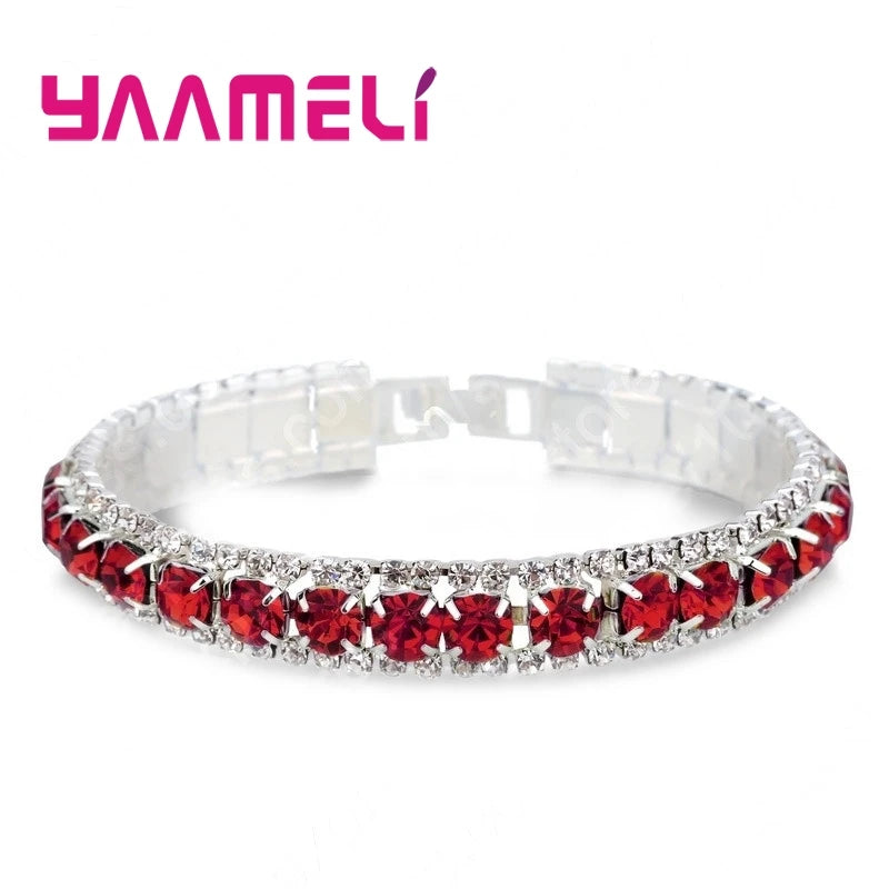 Top Sale 925 Sterling Silver Bracelets Full AAA Zircon Austrian Crystal Bangles