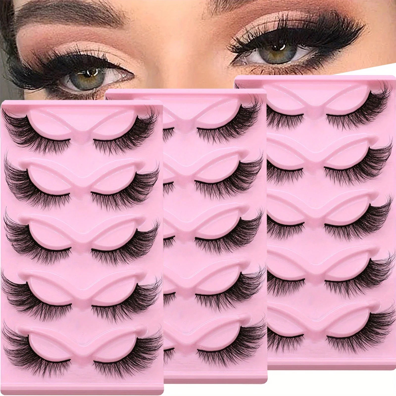 15Pairs 3-Pack Cat Eye Lashes Long Lashes Cat Eye Look Wispy Lashes