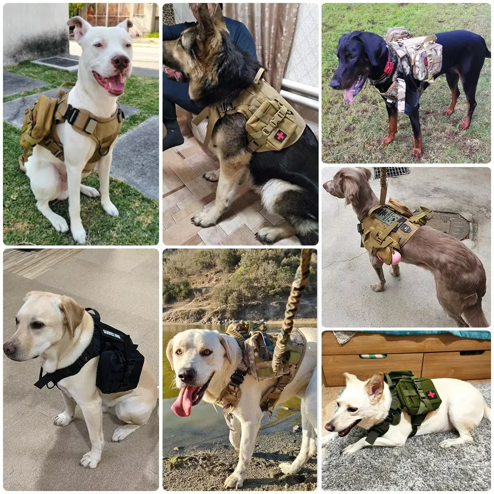 Dog Tactical Bags Set Molle Pouches Belt Attaching on Harness Sticker Military Dog Training Bags For Large Dogs
