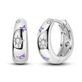 Elegant 925 Sterling Silver Sun Moon Stars Earrings Purple Zirconium Hoop Earring