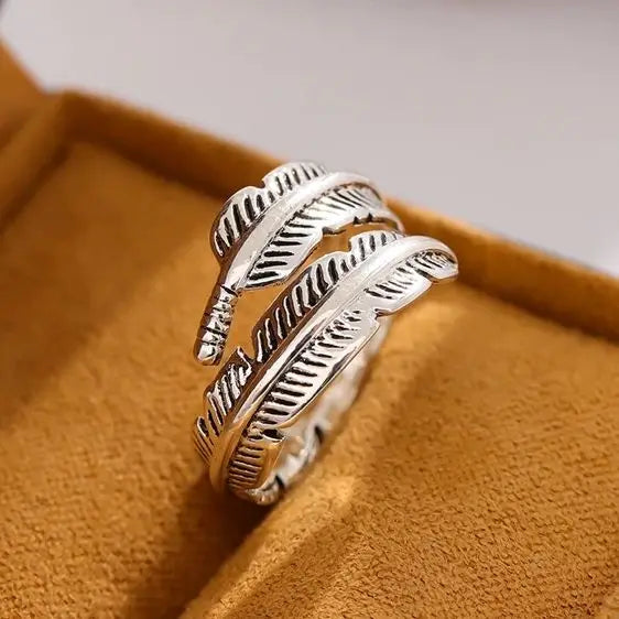 Retro High-quality 925 Sterling Silver Jewelry Thai Silver Not Allergic Personality Feathers Arrow Opening Rings