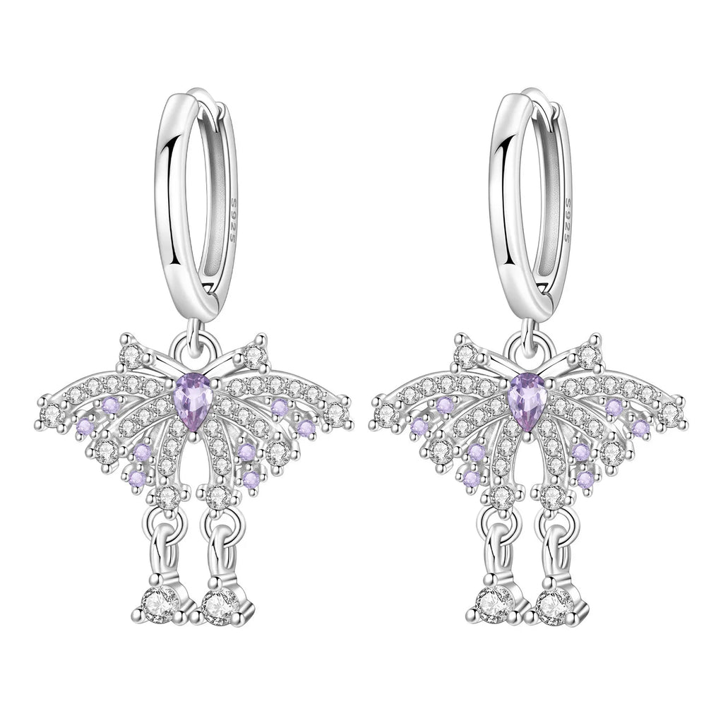 Original S925 Sterling Silver Zirconia Butterfly Gradient Dragonfly Earrings