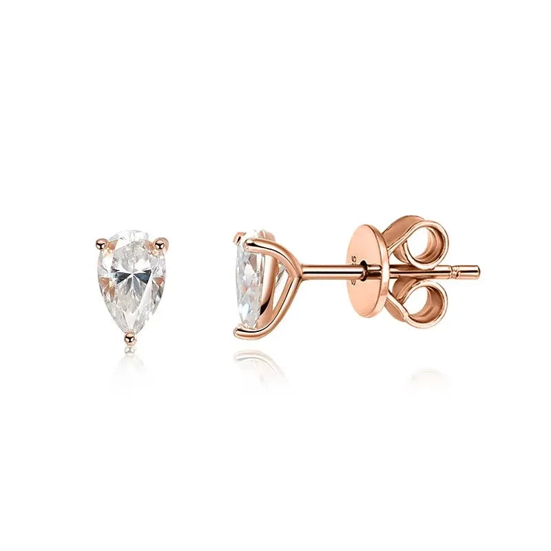 Luxury Pear Cut Certified Moissanite Stud Earrings for Women 100% 925 Sterling Silver Plated