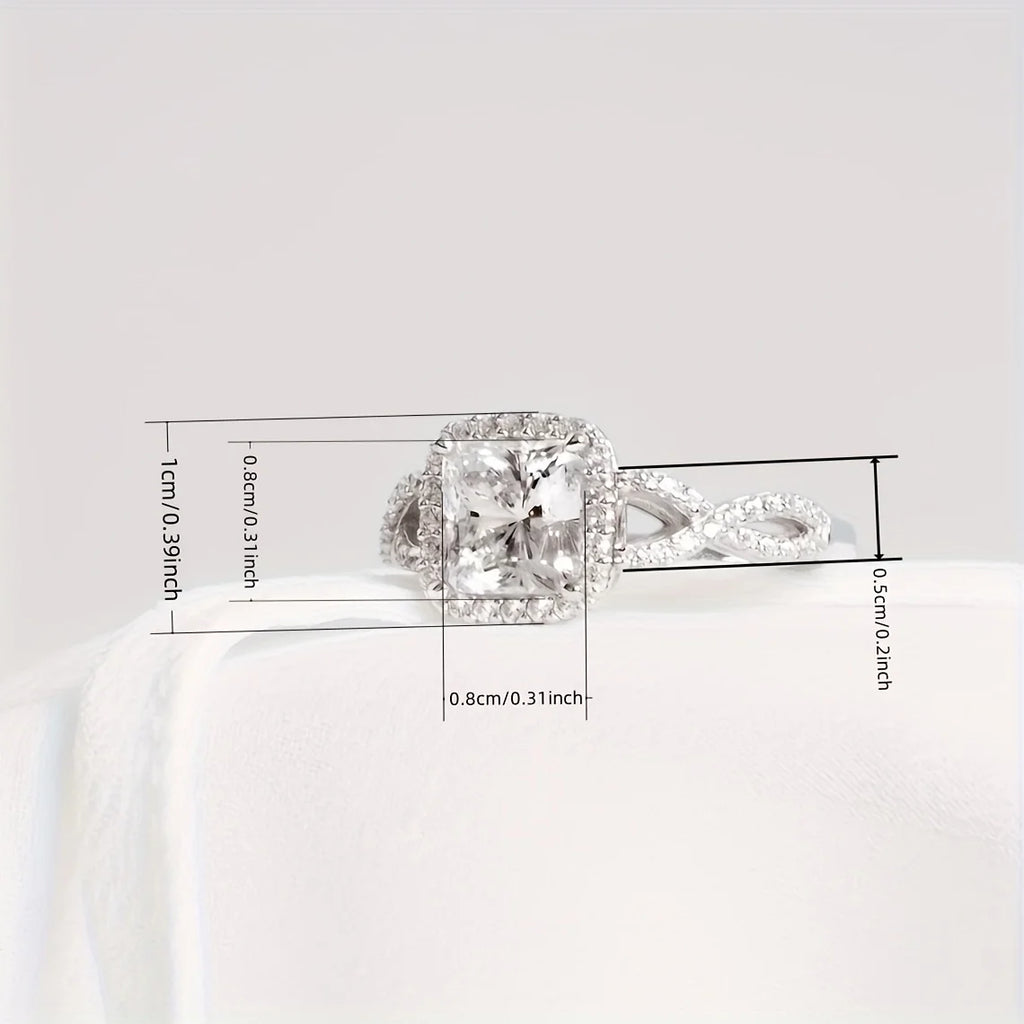 Exquisite Ring with Elegant Square Synthetic Zirconia