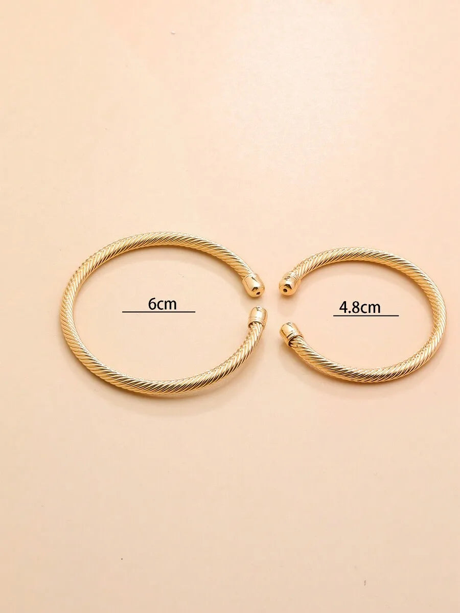 Metallic Minimalist Open Cuff Bracelet for Woman