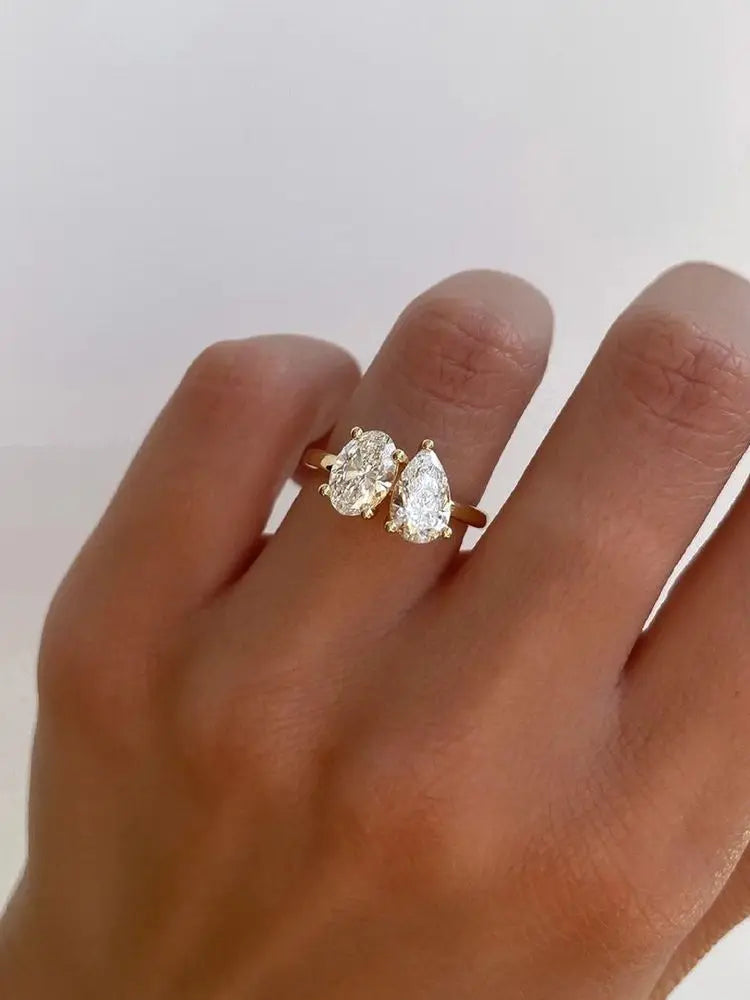 Beautiful 925 Sterling Silver Simple Classic Marquise Zircon Ring For Women