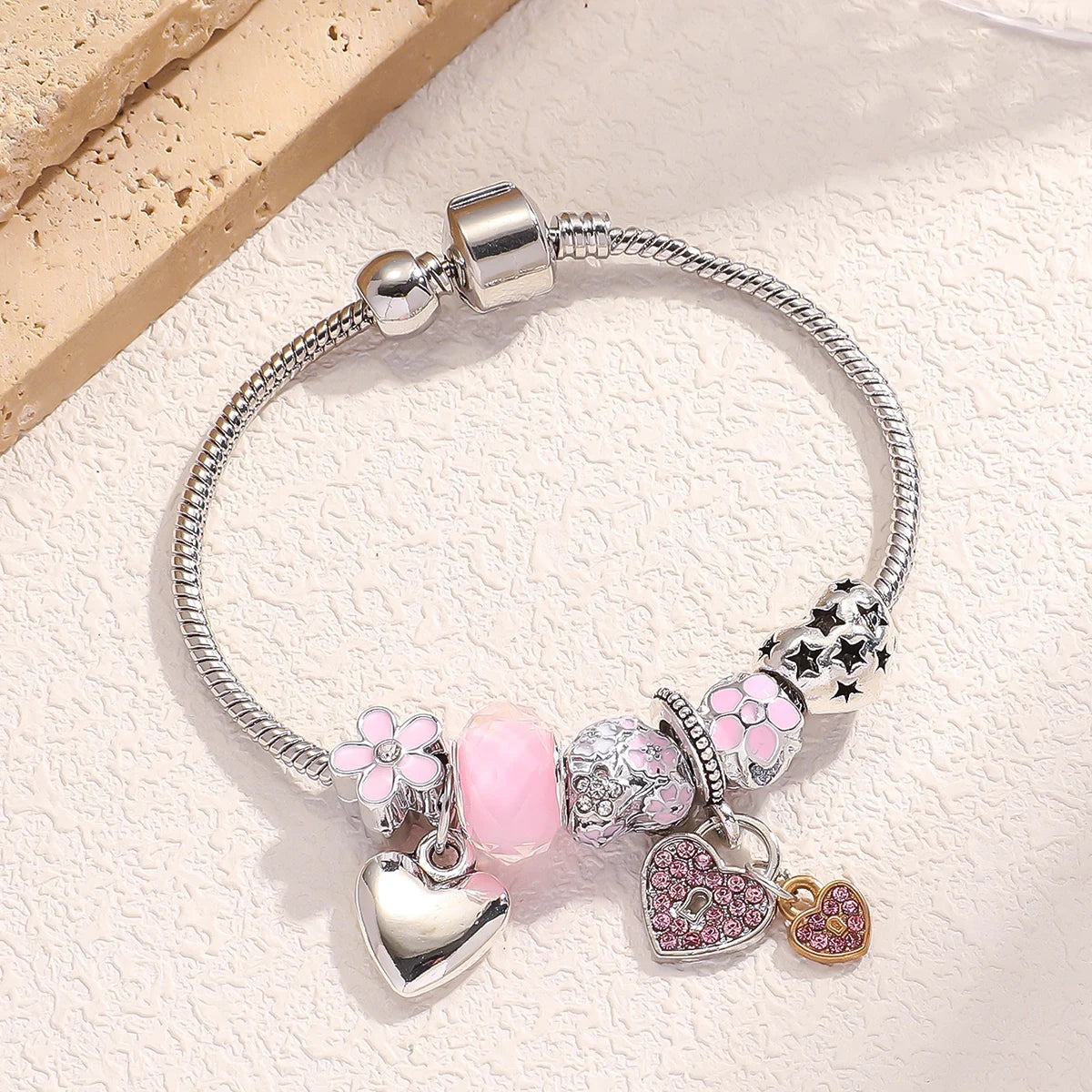 Cute Women Multi-Element Beaded Love Charm Bracelet