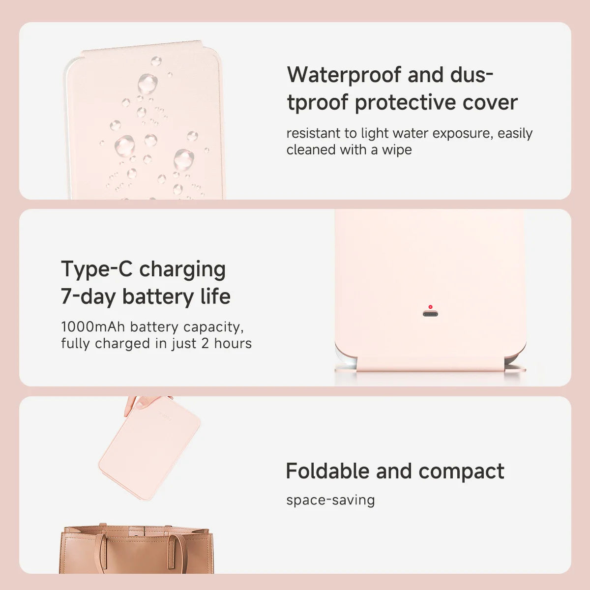 New 9 Inch Tablet Mirror with 3 Color Dimming Rechargeable Folding Portable Makeup Mirror