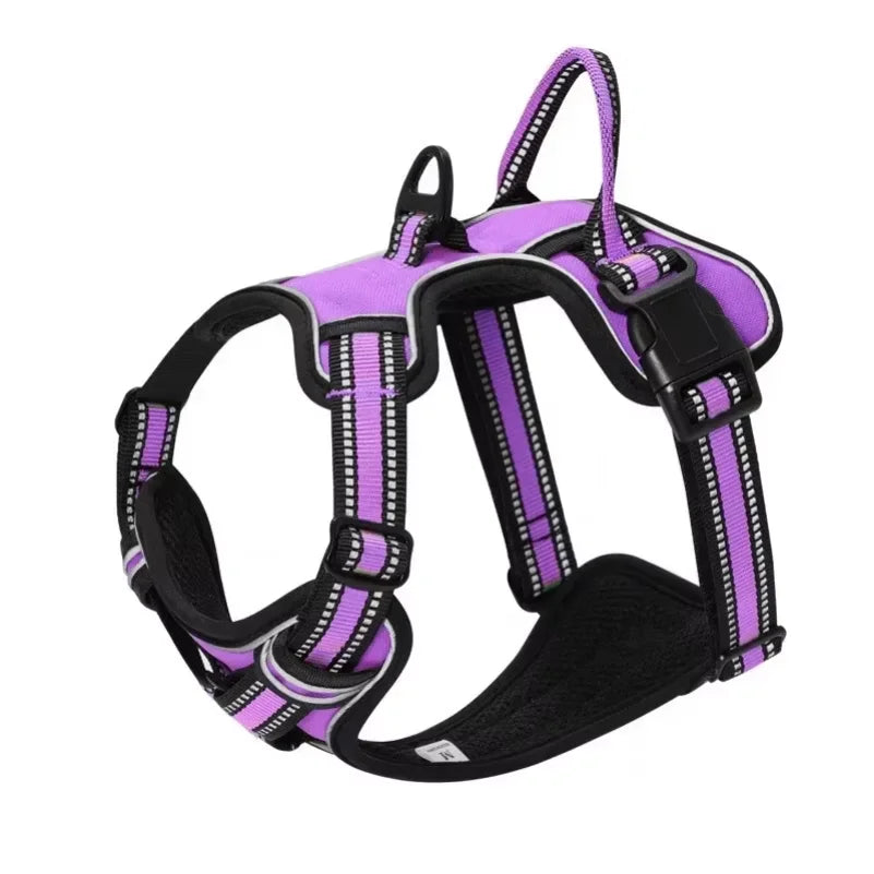 Adjustable Nylon Dog Harness Vest Reflective Soft Breathable No Pull Dog Harness