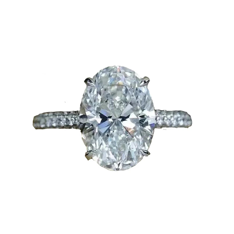 New 925 Sterling Silver Oval 4ct Lab Diamond Ring