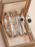 4pcs Layered Luxury Bracelet Set For Women, Zirconia Crystal Bangles
