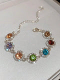 Elegant Rainbow Crystal Charm Bracelet For Women