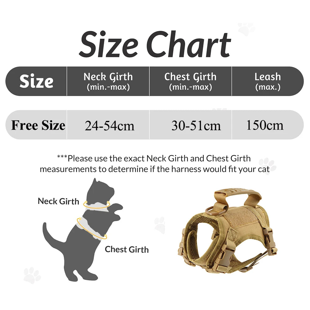 Tactical Puppy Harness Leash For Small Dogs Cats Adjustable Kitten Vest
