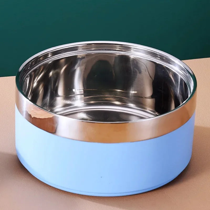 Dog Food Bowl Stainless Steel Double-layer Water Bowls for Dogs Feeding Non-slip