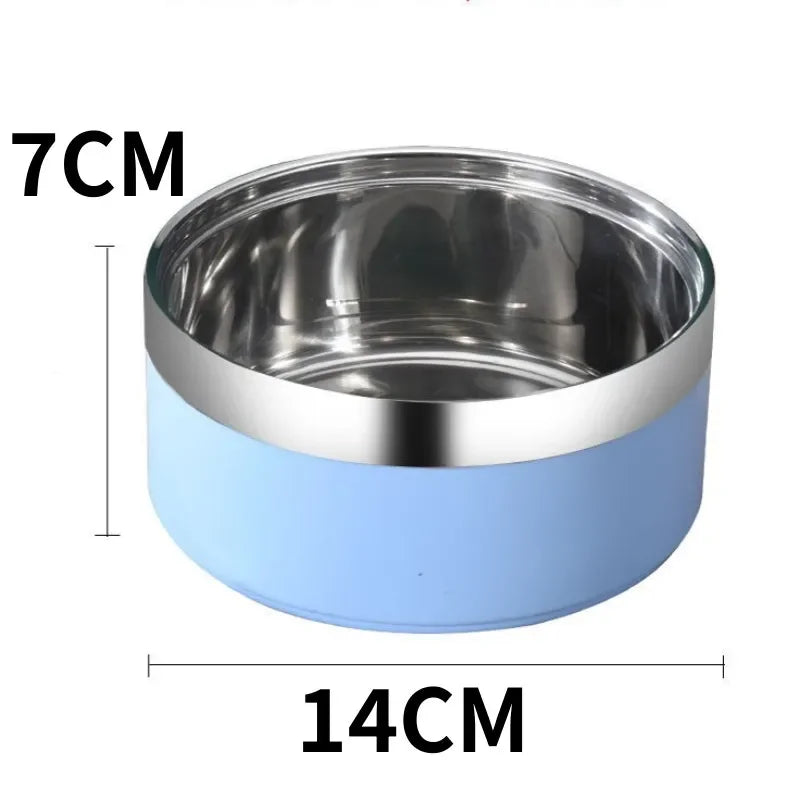 Dog Food Bowl Stainless Steel Double-layer Water Bowls for Dogs Feeding Non-slip