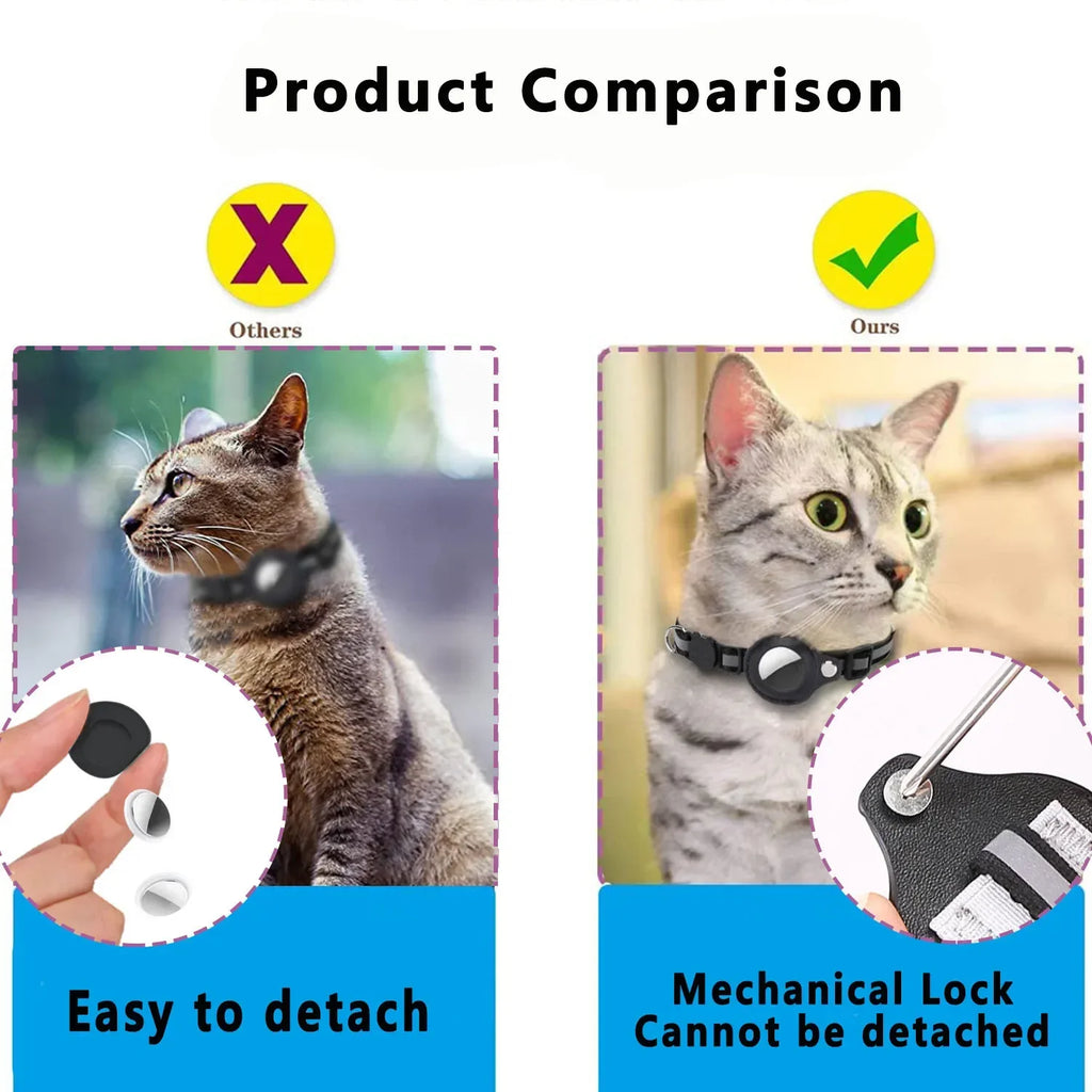 Cat / dog AirTag Holder Collar Breakaway Reflective Strips Adjustable Kitten Collar Waterproof